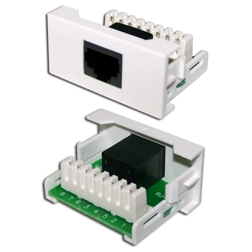 Вставка LANMASTER Mosaic 22.5x45 1xRJ45 Cat.5e белая