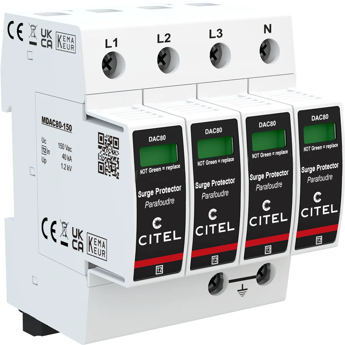 Устройство защиты от импульсных перенапряжений Citel DAC80S-40-150 (821210124), тип 2, Imax 80 кА