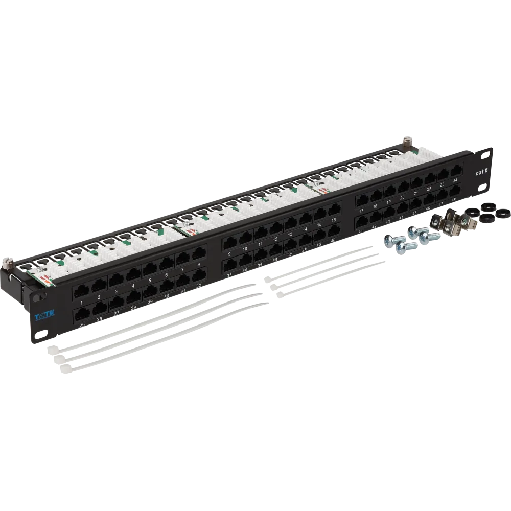 Патч-панель LANMASTER TWT 48 портов, UTP, кат.6, 1U