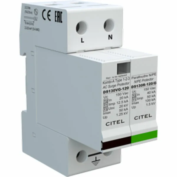 Устройство защиты от импульсных перенапряжений Citel DS132VG-120/G (571652), тип 1+2+3