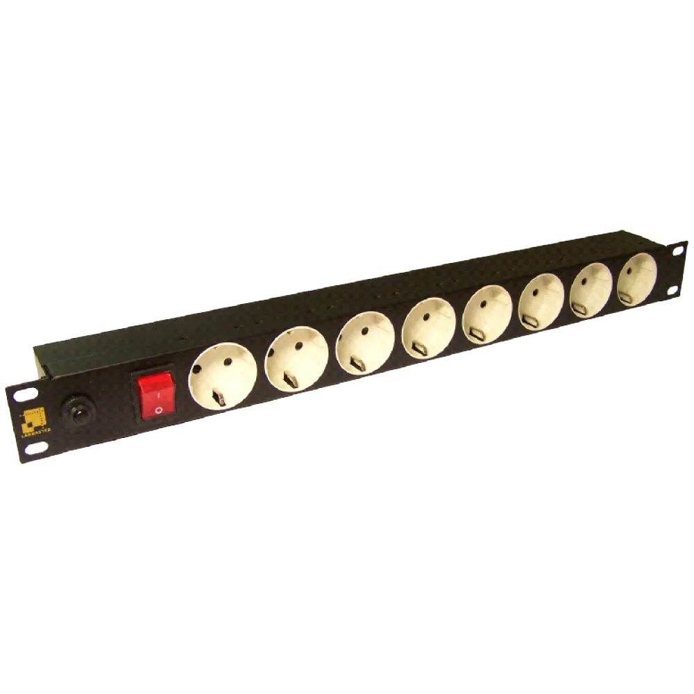 Блок розеток LANMASTER 19", 8 шт. с заземлением