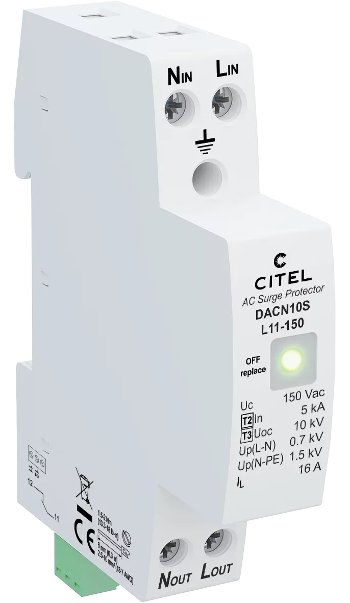 Устройство защиты от импульсных перенапряжений Citel DACN10S-L11-150 (70112012), тип 2 (или 3), моноблочный