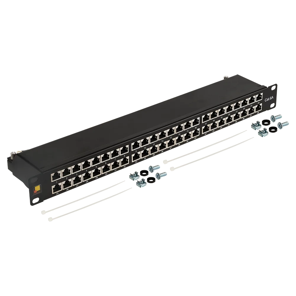 Патч-панель 19" высокой плотности, 48 портов RJ45, экранированная, кат.6A, 1U LANMASTER
