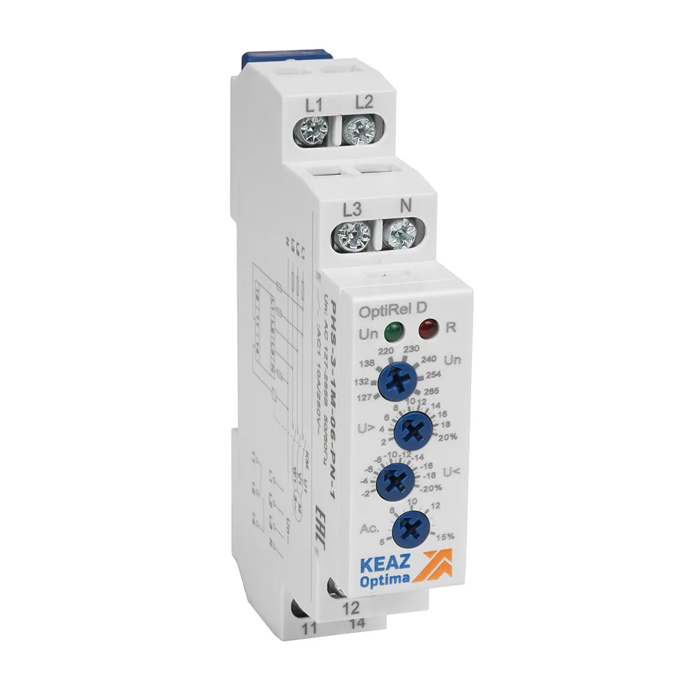 Реле контроля фаз КЭАЗ OptiRel D PHS-3-1M-06-PN-2 3Ф+N 2CО
