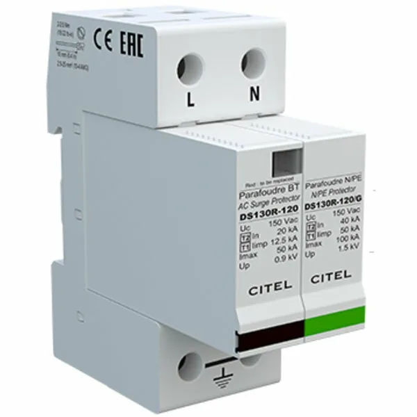 Устройство защиты от импульсных перенапряжений Citel DS132RS-120/G (571632), тип 1+2