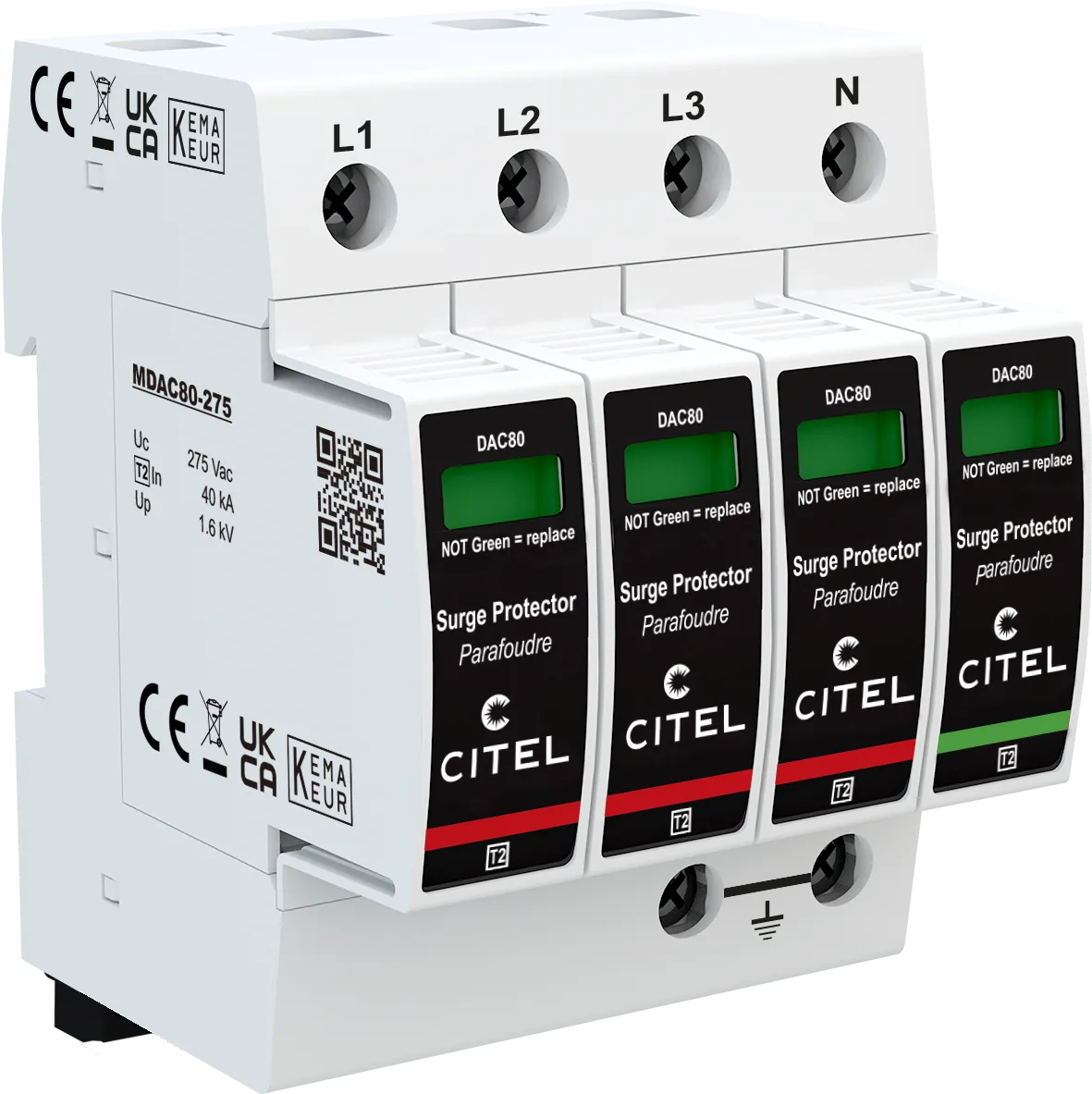 Устройство защиты от импульсных перенапряжений Citel DAC80S-31-275 (821210244), тип 2, Imax 80 кА