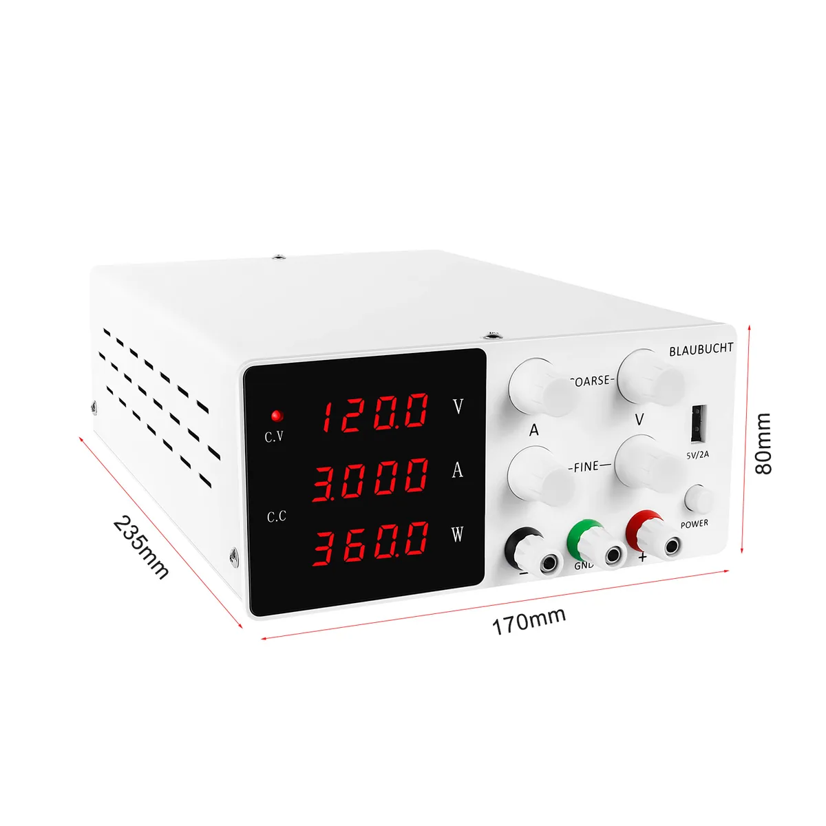 Лабораторный источник питания постоянного тока Kuaiqu SPS-W1203 с регулируемым 4-разрядным дисплеем, 120В / 3А, цвет белый