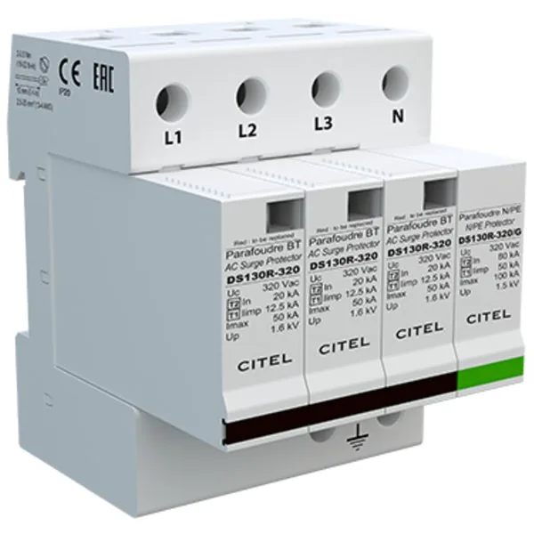 Устройство защиты от импульсных перенапряжений Citel DS134R-400/G (571424), тип 1+2