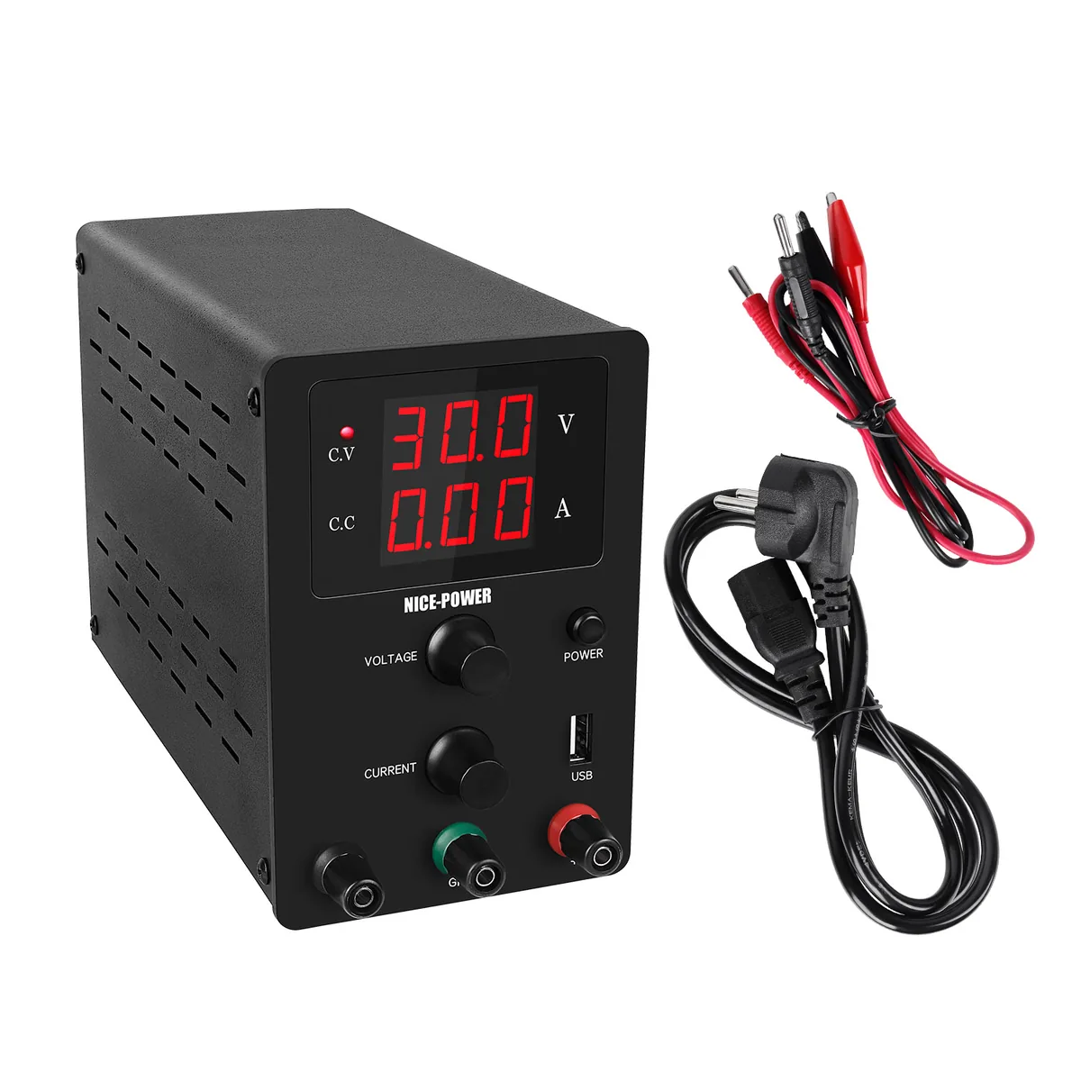 Лабораторный источник питания постоянного тока Kuaiqu R-SPS3010,с 3-разрядным дисплеем, 30В / 10А, цвет черный